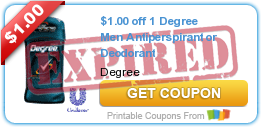 $1.00 off 1 Degree Men Antiperspirant or Deodorant