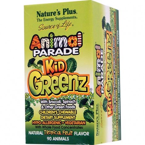 Natures-Plus-Animal-Parade-KidGreenz-Childrens-Chewable-with-Whole-Food-Concentrates-Tropical-Fruit-097467299689